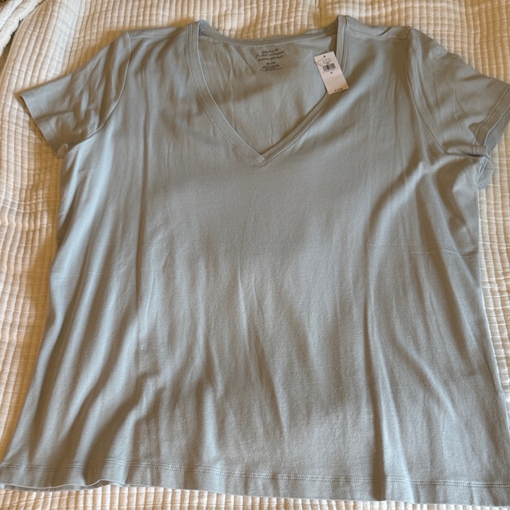 Banana Republic Factory Dusty Blue Short Sleeve V-neck